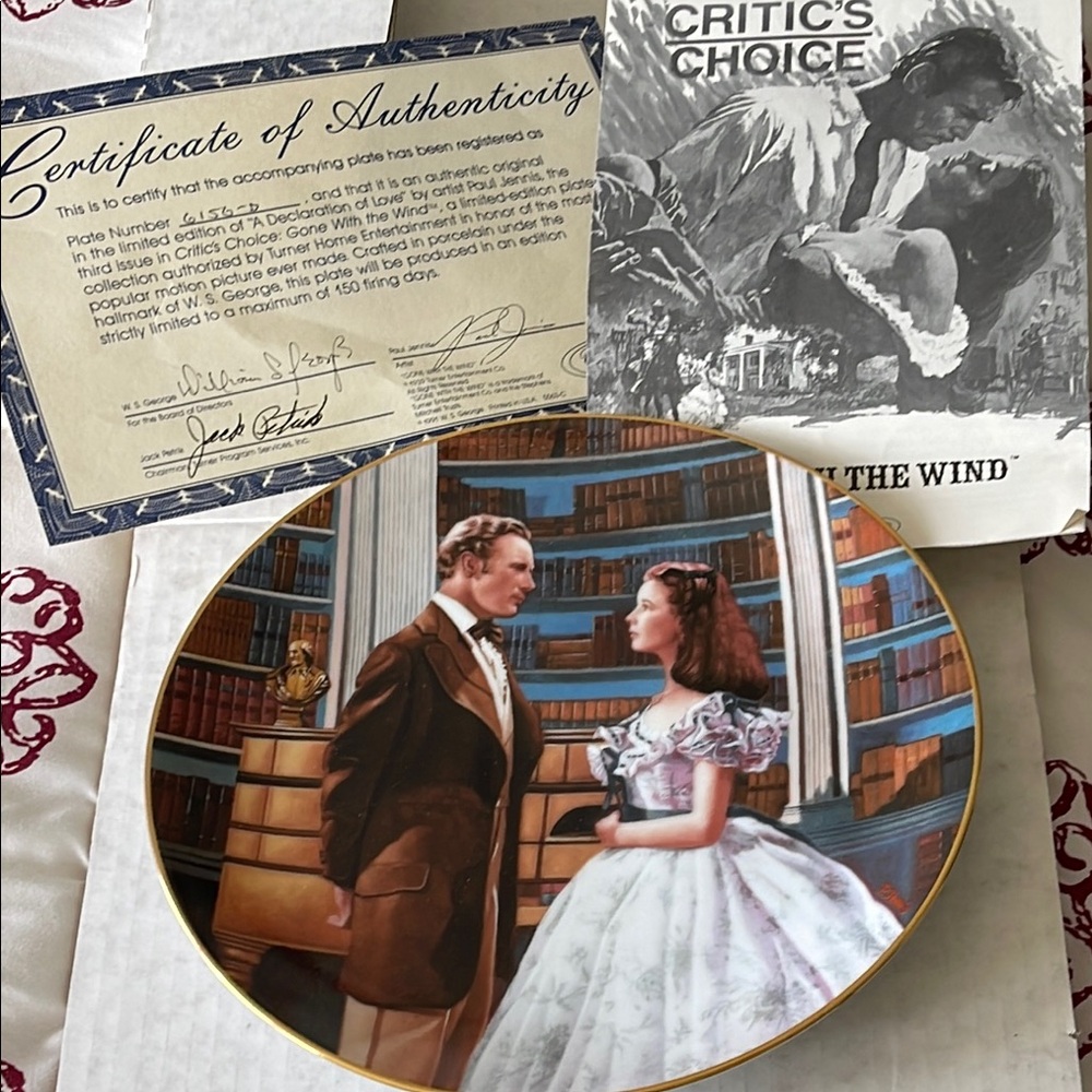 Gone with the Wind Collector's Plate. “A declaration of love” vintage 1991. NIB